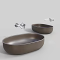 Two Modern Brown Washbasins With Sleek Design And Silver Faucets 3d model
