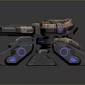 Futuristic Military Vehicle With Armored Mechanical Structure And Blue Glowing Lights