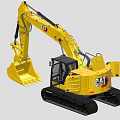 Yellow CAT Crawler Excavator With Cab And Boom For Construction Work 3d model