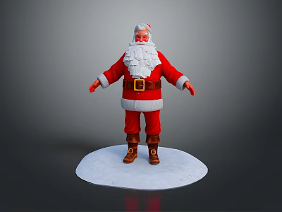 Santa Claus Figure In Red Outfit With White Beard Standing On White Base 3d model