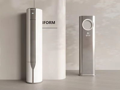 Modern Tower Air Cooling Fan With Sleek Silver White Design And Smooth Finish 3d model