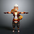 Man With White Hair Wearing Brown And White Costume Gloves Decorative Belt And Backpack