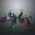 Colorful BMX Bicycles Collection With Various Bright Colored Frames And Wheels