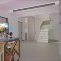 Gaming Study Room Decorated with Figurines Desk Monitor and Window Curtains