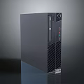 Sleek Black Desktop Computer Tower With Front Ports And Ventilation Grilles 3d model