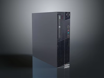 Sleek Black Desktop Computer Tower With Front Ports And Ventilation Grilles 3d model