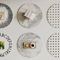 Various Designed Round Rugs With Striped Polka Dot Alphabet And Decorative Items