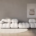 Modern multi-person sofa multi-person sofa side table chandelier floor lamp combination 3d model