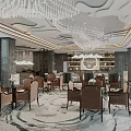 Luxurious Hotel Public Lounge Interior With Crystal Chandelier Comfortable Chairs Patterned Carpet And Decorative Bookshelves