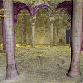 Ancient Historical Stone Structure Interior Featuring Stone Pillars Arched Design And Old Stone Floor 3d model