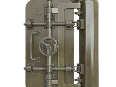 Heavy Duty Steel Security Door With Reinforced Locks Metal Hinges And Handle 3d model