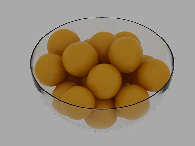 Transparent Glass Bowl Filled With Fresh Yellow Round Fruits on White Background 3d model