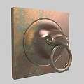 Vintage Copper Door Handle With Circular Base And Ring Shaped Loop 3d model
