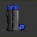 Household Items With Blue Caps Different Bottle Designs And Liquid Drips On Dark Surface