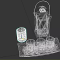 Wooden Lantern And Scented Candles On Black Tray With Decorative Beads