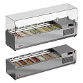 Two Units Stainless Steel Refrigerated Display Case Shelves With Transparent Glass Cover For Food