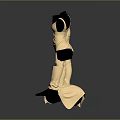 Beige Clothing Set With Sleeveless Top Pants Scarf Hat And Stockings