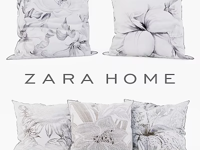 Zara Home Floral Pattern Decorative Pillows For Modern Elegant Home Decor 3d model