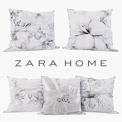 Zara Home Floral Pattern Decorative Pillows For Modern Elegant Home Decor 3d model