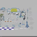 Kids Playground Equipment With Space Theme Slide Swing Climbing Frame Rocket And Planet Design
