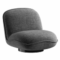 Modern Brown Soft Fabric Accent Chair With Round Design Swivel Base Spherical Ornaments