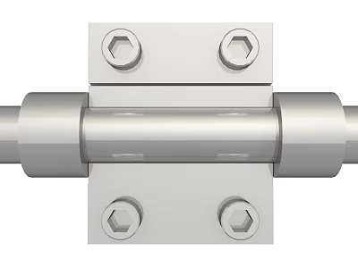 Silver Metal Hinge Hardware Tool With Fixed Bolts And Cylindrical Shaft 3d model