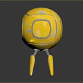 Game Movie Character Yellow Round Mechanical Robot With Four Legs And Reflective Surface