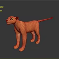 Cartoon Lion With Orange Body Yellow Eyes And Red Tail Tip Standing On Dark Background