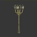 Vintage Outdoor Street Lamp With Metal Frame And Yellow Glass Shades