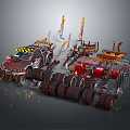 Futuristic Armored Vehicle Mechanical Components 3D Model With Wheels Gears And Weapons