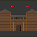 City Gate Ancient Gate Tower Gate Shanzhai Gate Large Wooden Gate Classical Gate Antique Gate 3d model