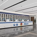 Modern Public Security Service Hall Interior With Reception Desk And Cabinets 3d model