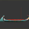 Traditional Turquoise Gondola Boat With Red Accents Yellow Buoys And Classic Design