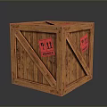 Sturdy Wooden Crate Featuring Wooden Planks Red Labels And Metal Rivets Design