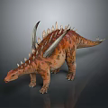 Realistic Reptile Dinosaur Model With Spiked Back Orange Brown Textured Skin And Long Tail