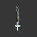 3D Rendered Sword With Blue Transparent Blade And Decorative Hilt Isolated On Dark Background