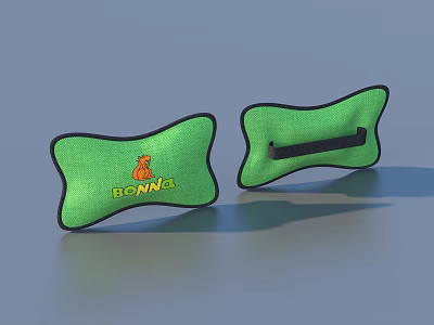 Green Bone Shaped Living Supplies With BONA Orange Animal Logo And Black Strap 3d model