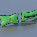 Green Bone Shaped Living Supplies With BONA Orange Animal Logo And Black Strap