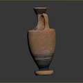 Ancient Terracotta Vase With Black Figure Design And Handle On Slim Neck Classical Greek Artifact