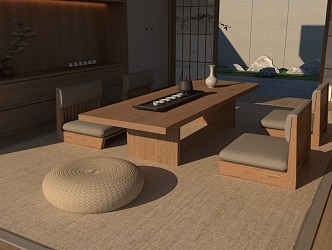 Japanese Living Room Dining Room 3d model