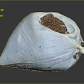 Blue Garbage Bag Filled With Brown Trash And Waste On Gray Background 3d model