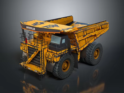 Komatsu Large Mining Dump Truck Featuring Yellow Body Large Tires And Open Bed 3d model