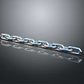Shiny Silver Steel Metal Chain with Durable Links on Black Smooth Surface