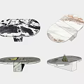Modern Marble Coffee Tables With Various Patterns Geometric Bases And Decorative Items 3d model
