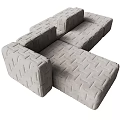 Gray Sectional Sofa with Woven Texture and Modular Design for Living Room