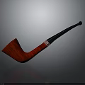 Red Wooden Smoking Pipe With Black Stem And Metal Band Design