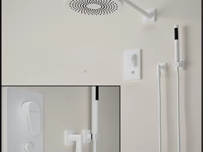 Modern Wall Mounted Shower Head With Handheld Sprayer And Control Valve 3d model