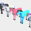 Colorful Polygonal Unicorns In Various Hues Standing In A Line