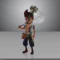 Animated Chef Character Wearing Chef Hat Holding Whisk With Waist Tools White Shirt Blue Pants