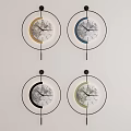 Four Modern Wall Mounted Clocks With Colorful Frames And Simple Design 3d model